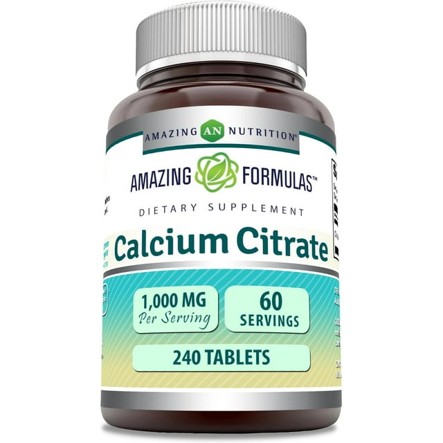 Amazing Formulas Calcium Citrate Supplement, 1000mg Per Serving, 240 ...