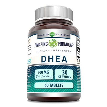 Amazing Formulas DHEA 200mg Per Serving 60 Tablets Supplement | Dehydroepiandrosterone Tablets for Men & Women | Non-GMO | Gluten Free