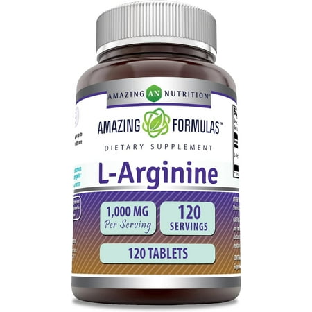 Amazing Formulas L-Arginine 1000mg Per Serving 120 Tablets Supplement | Best Amino Acid Supplement for Women & Men | Non-GMO | Gluten Free