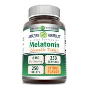 Amazing Nutrition Melatonin 10mg 250 Chewable Tablets Supplement - Citrus Flavor - Non-GMO, Gluten-Free - Best Choice of Natural Sleep Supplement - Suitable for Vegetarian