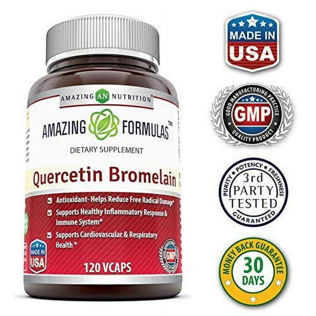 Amazing Nutrition Quercetin 800 Mg with Bromelain 165 Mg, 120 Vcaps A