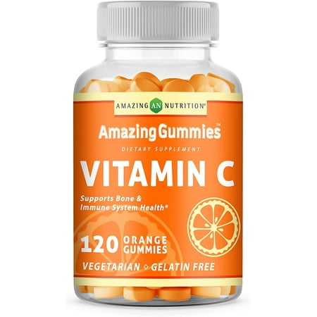 Amazing Nutrition Vitamin C Supplement | 120 Gummies | Orange Flavor | Non-GMO | Gluten-Free | Made in USA