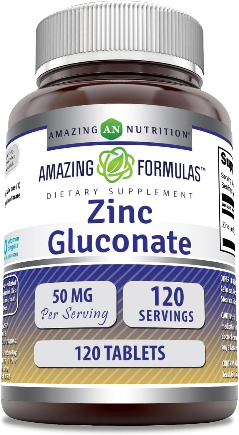 Amazing Nutrition Zinc Gluconate, 50 mg, 120 Tablets