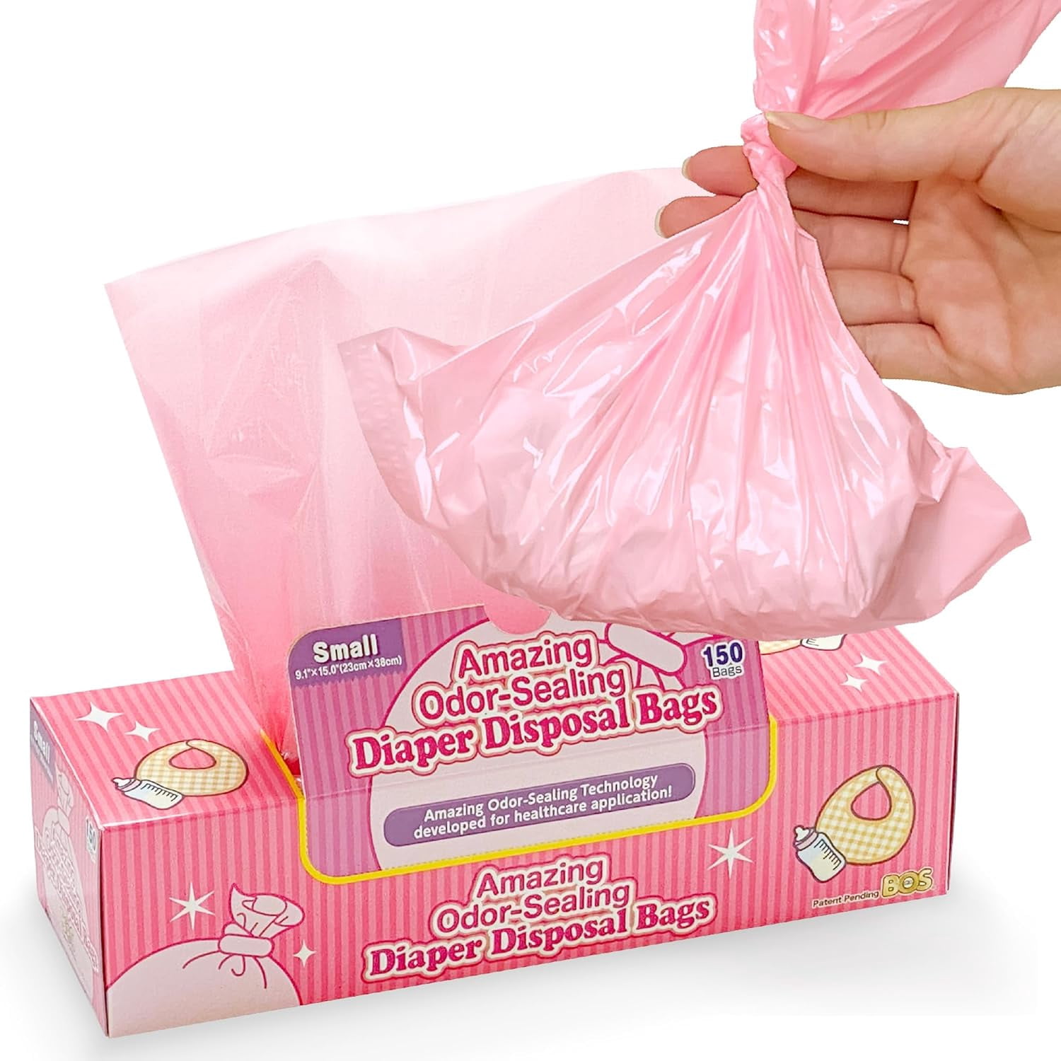 Amazing Odor Sealing Baby Diaper Disposal Bags - Durable and Unscented [Size: S, Color: Pink] (150 count, Pack of 1) (150 Bags)