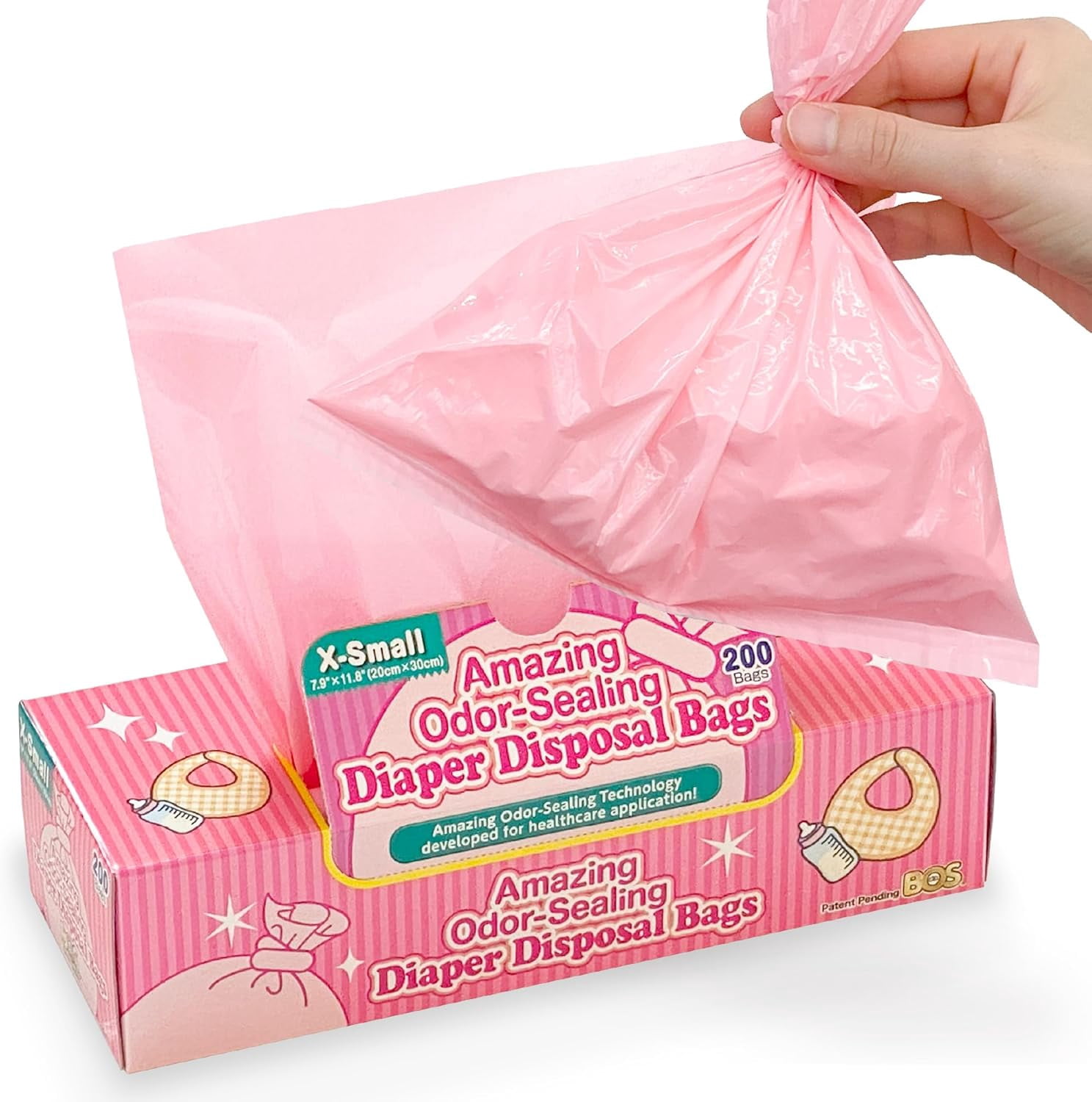 Amazing Odor Sealing Baby Diaper Disposal Bags - Durable and Unscented [Size: XS, Color: Pink] (200 count, Pack of 1) (200 Bags)