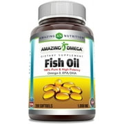 Amazing Omega Fish Oil 1000 mg 200 Softgels Supplement | Omega-3, 180 mg EPA. 120 mg DHA | High Potency | Non-GMO | Gluten Free | Made in USA