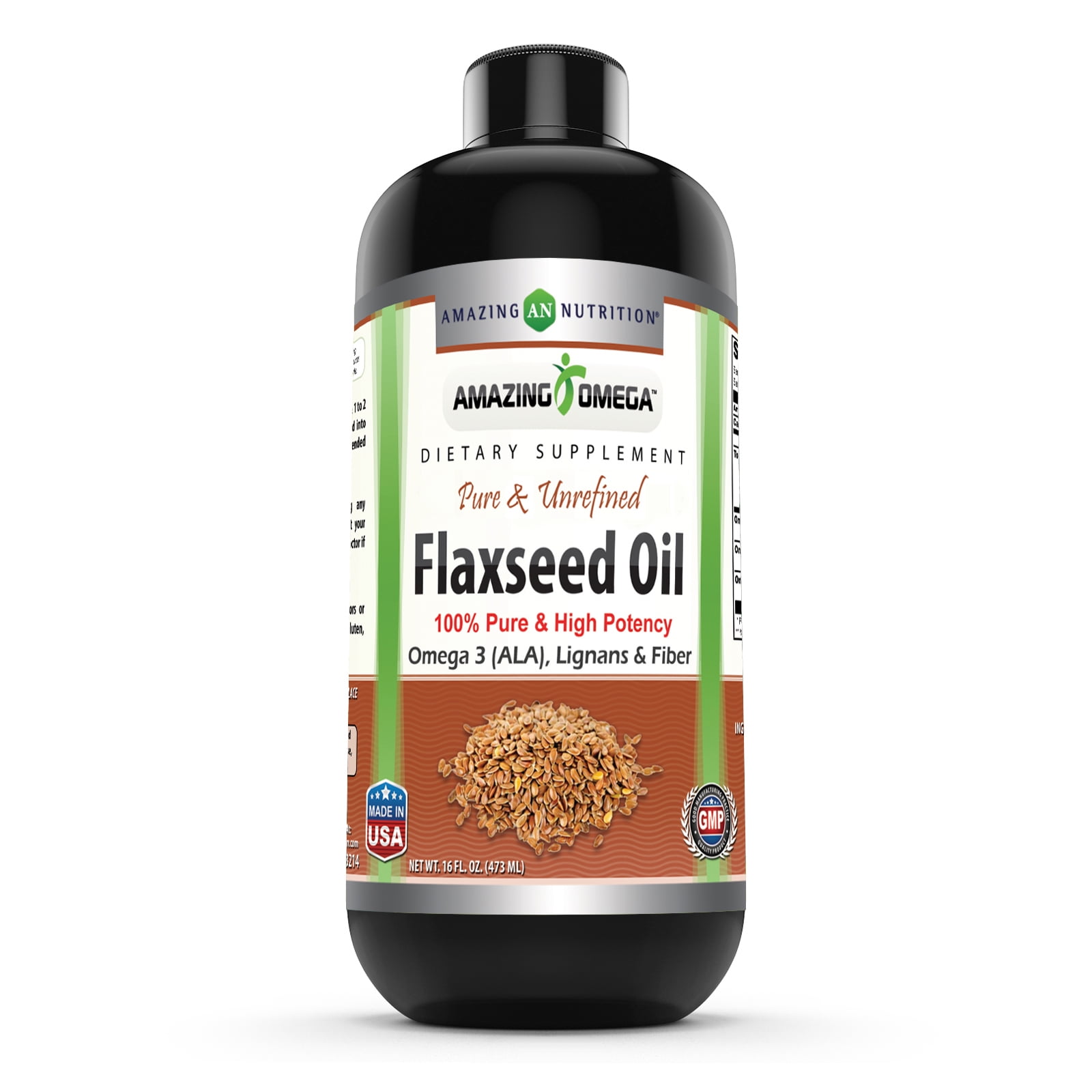 Amazing Omega Flaxseed Oil Supplement 16 Fl Oz Excellent Source of Omega 3s