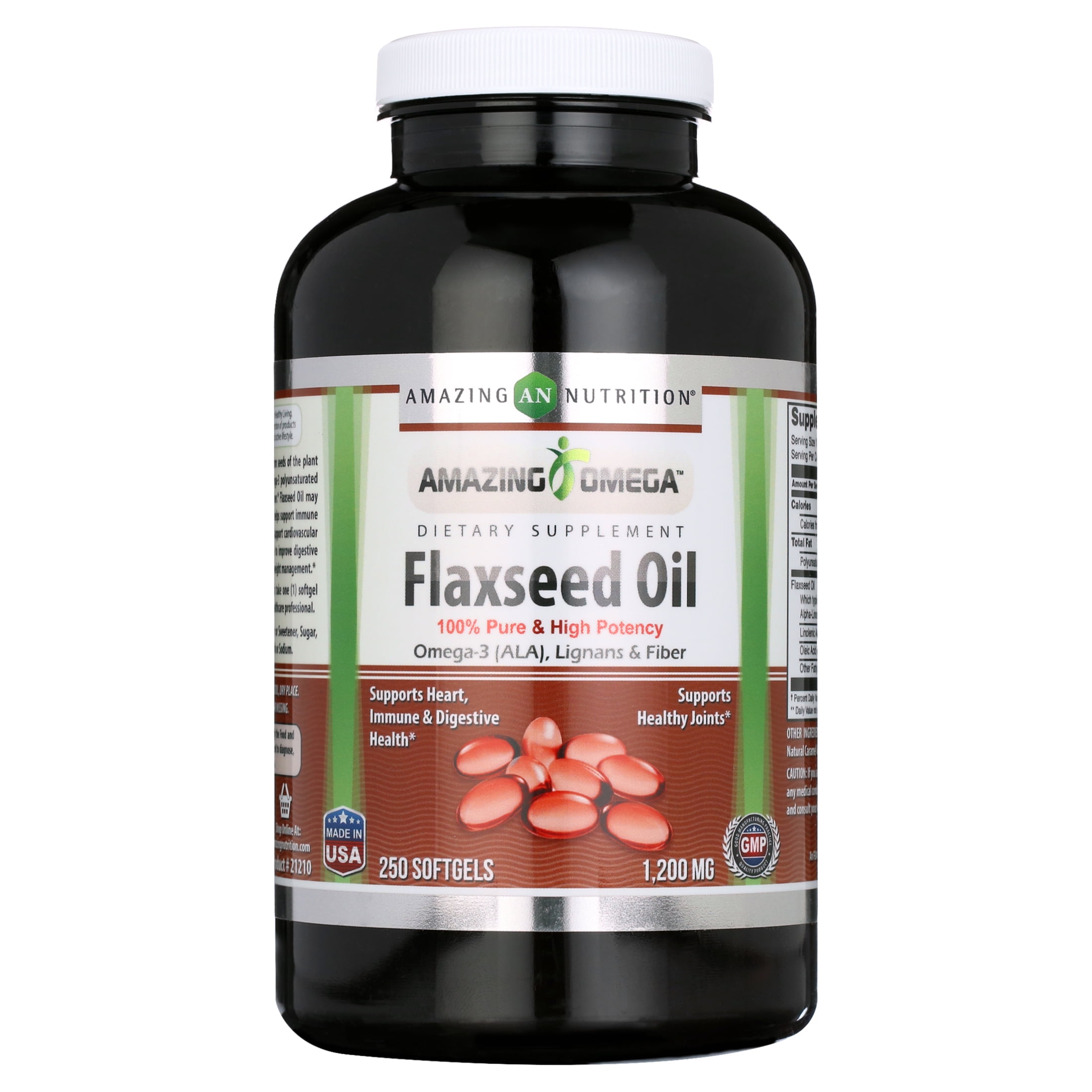 Amazing Omega Flaxseed Seed oil 1200mg 250 Softgels