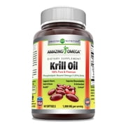 Amazing Omega Krill Oil 1000 Mg per Serving 60 Softgels Supplement | With Omega 3s EPA, DHA, Phospholipids and Astaxanthin | Non-GMO | Gluten Free