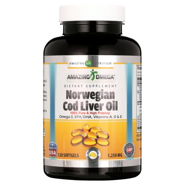 Amazing Omega Norwegian Cod Liver Oil 1250mg 120 Softgels