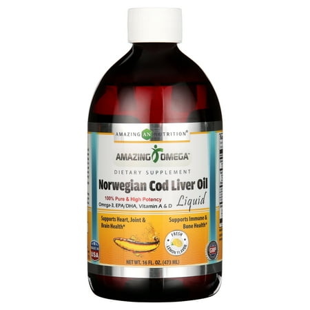 Amazing Omega Norwegian Cod Liver Oil 16 Fl Oz Fresh Lemon - 16