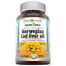 Amazing Omega Norwegian Cod Liver Oil Softgels, Lemon, 1000 Mg, 250 Ct