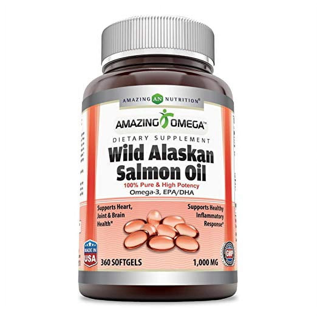 Amazing Omega Wild Alaskan Salmon Oil 1000 Mg 360 Softgels