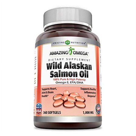 Amazing Omega Wild Alaskan Salmon Oil 1000 Mg 360 Softgels