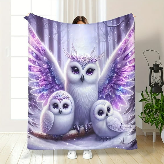 Amazing Owl-Themed Soft Flannel Throw Blanket Versatile for Bed Couch Office and Outdoor Use Allergy-Friendly Machine Washable Perfect for Picnics Travel & Home Decor