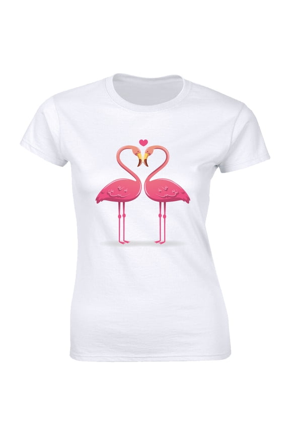 Amazing Pink Flamingo Bird Couple Shape Heart Shirt Women'S T-Shirt Tee All Size S-5XL