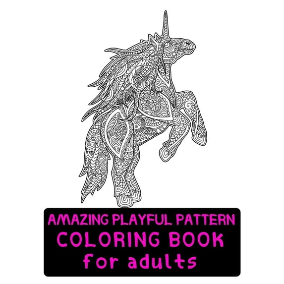 Amazing Playful Patterns Coloring Book: Coloring Book for Adults Awesome Animals, (Paperback)