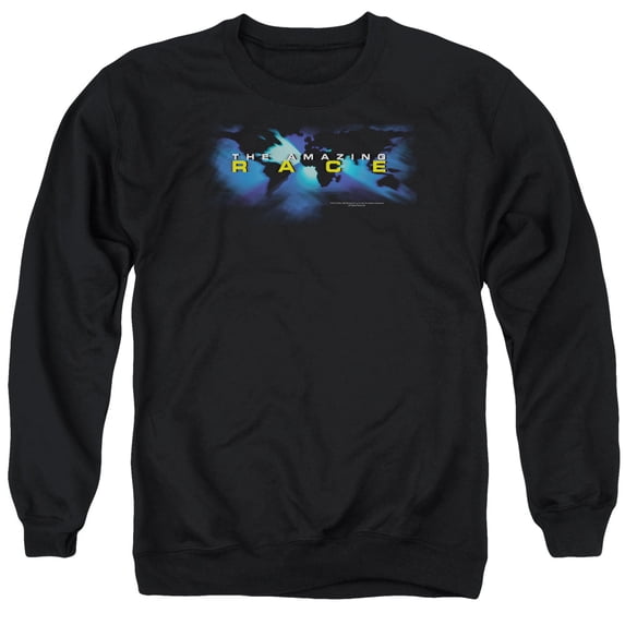 Amazing Race Faded Globe Adult Crewneck Sweatshirt Black