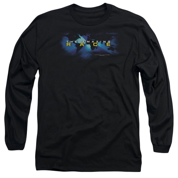 Amazing Race Faded Globe Long Sleeve Adult 18/1 T-Shirt Black