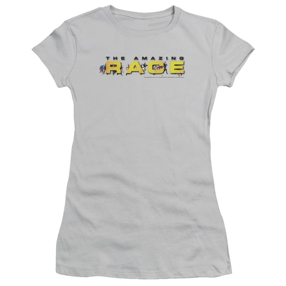 Amazing Race Running Logo Junior Women's Sheer T-Shirt Silver