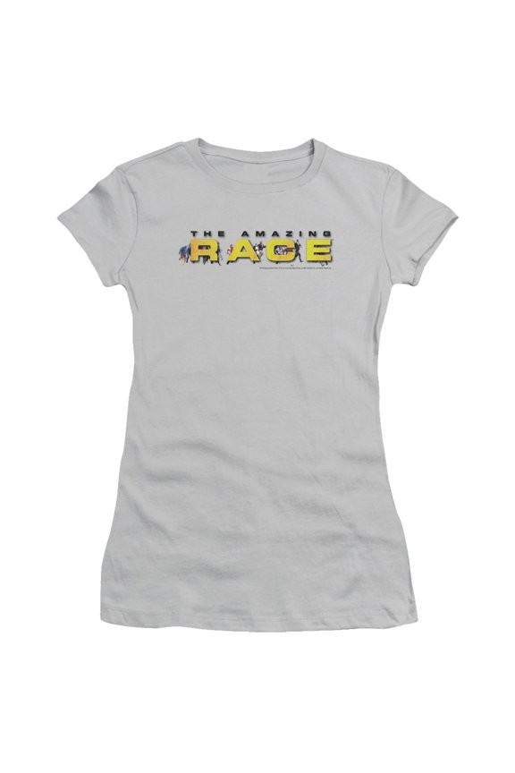 Amazing Race Running Logo Junior Women's Sheer T-Shirt Silver
