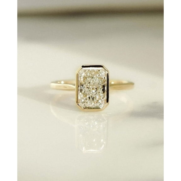 Amazing Radiant Cut Engagement Ring 14K Gold Vermeil Moissanite Diamond Wedding Anniversary Gift