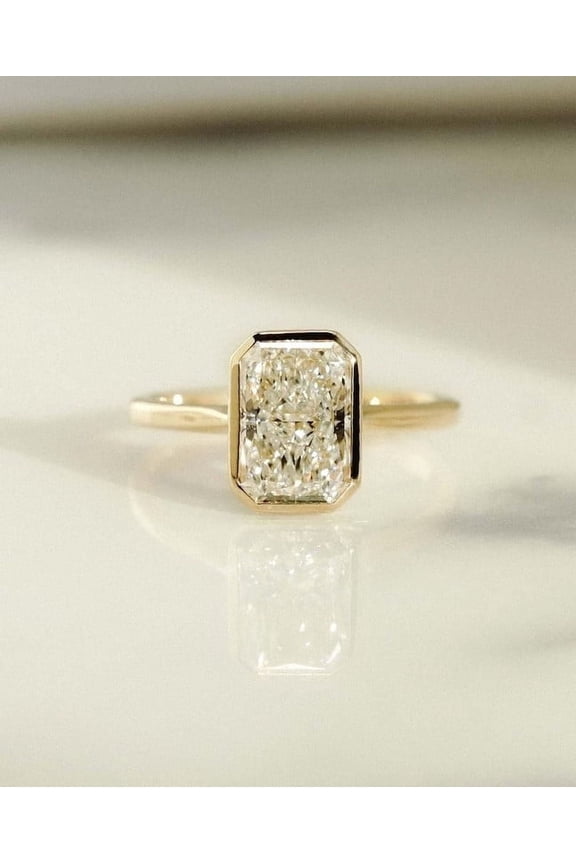 Amazing Radiant Cut Engagement Ring 14K Gold Vermeil Moissanite Diamond Wedding Anniversary Gift