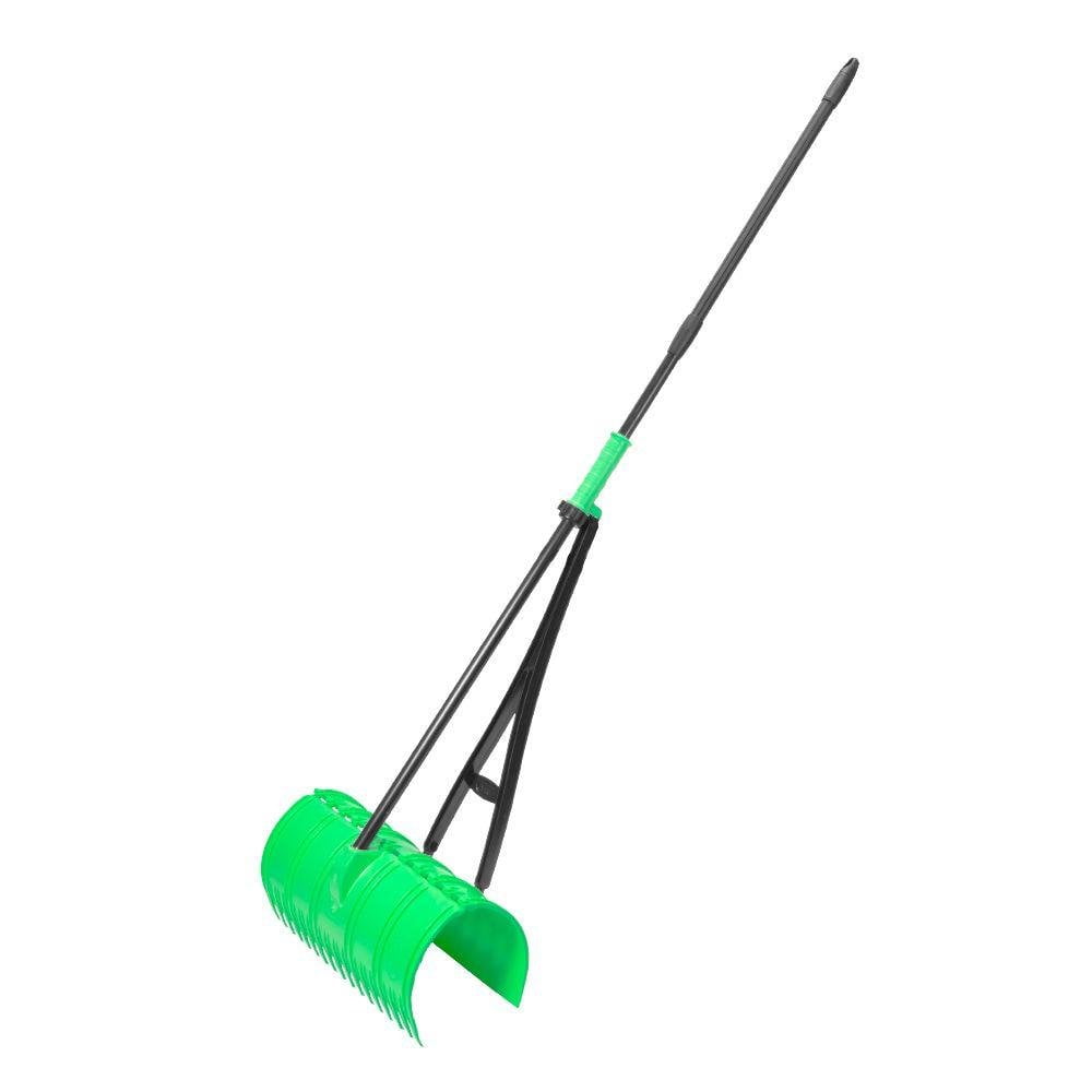 Green Telescoping Steel Handle Ergonomic Garden Rake