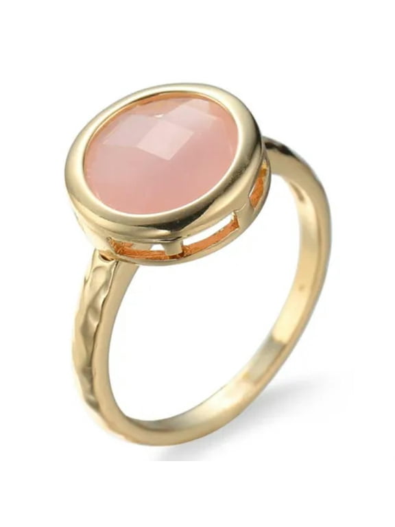 Amazing Round Pink Opal Cz Band Women's Party Yellow Gold Filled Rings Size 6-10