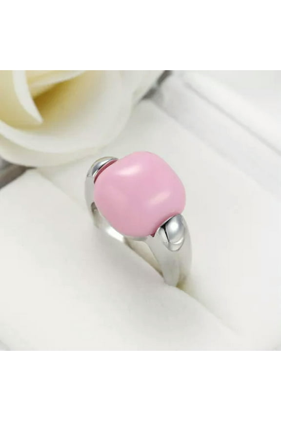 Amazing Round Pink White Black Opal White Gold Filled Men Women's Ring Size 6-10