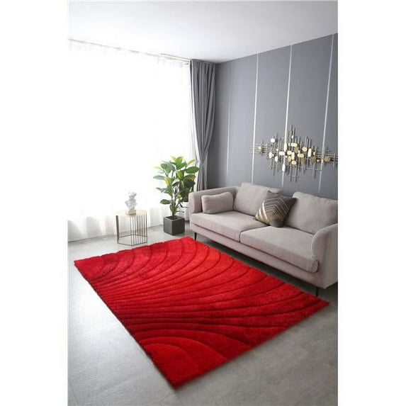 Amazing Rugs, LLC 3D Shaggy Hand-tufted Polyester Modern Area Rug Red Swirl 2' x 3' 2' x 3'