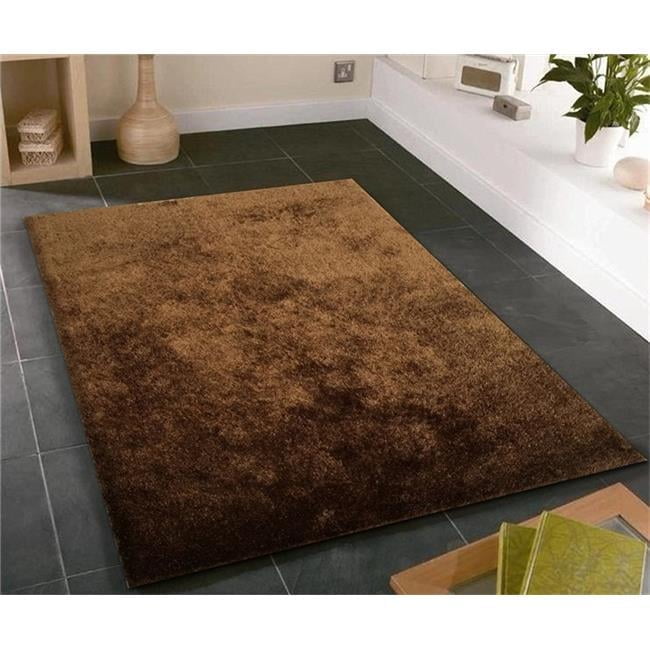 Hand-Tufted Brown Synthetic Shag Rug, 2' x 3'