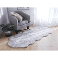 thumbnail image 1 of Amazing Rugs, LLC. "Luxury Decorative" Faux Fur Rug in White Sheepskin Dark Gray 32" x 71" Acrylic N/A 3' x 5' Shag,N/A, 1 of 3