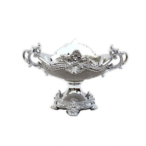 Amazing Rugs YS9234LP Ambrose Chrome Plated Crystal Embellished Ceramic Fruit Platter, 9.5 x 11.5 x 14 in.