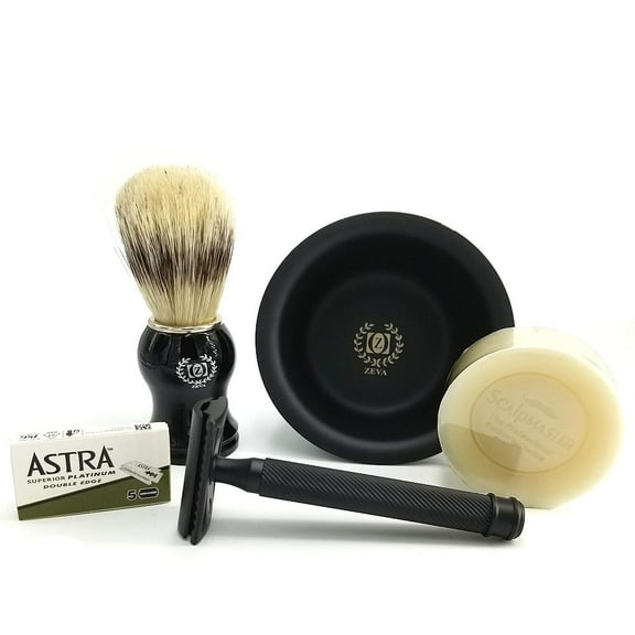 Amazing Safety Razor Shave Kit Men's Shaving & Grooming Sets - Matte Black Razor