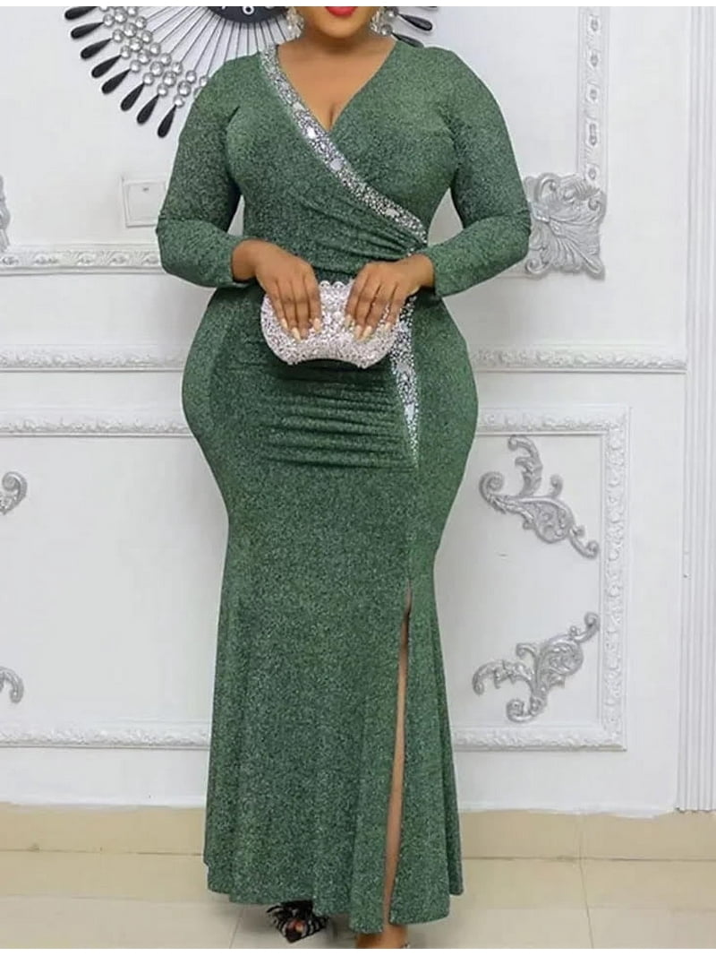 Amazing-Snazzy African Slim Fit Sequin Party Dress African Women