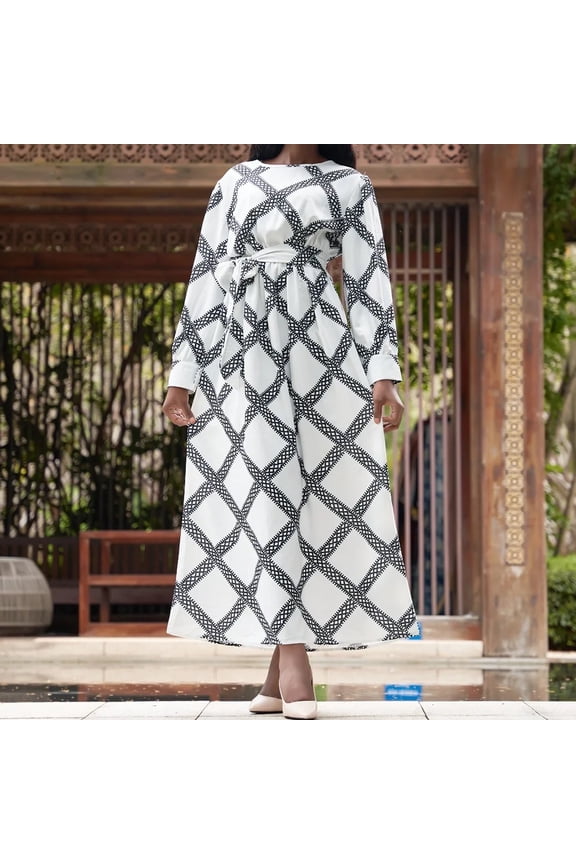 Malaysia S size Kaftan, Elegant Islamic Long Maxi Dress with Belt