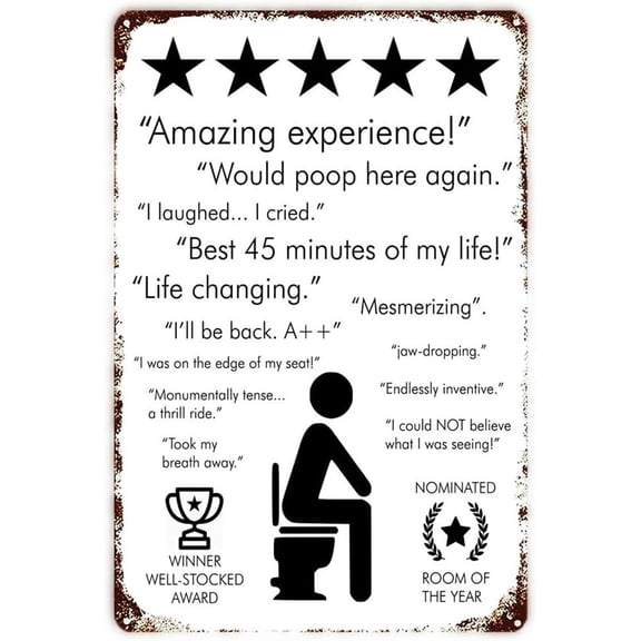 Amazing Toilet Vintage Metal Signs Funny Bathroom Decor For Bar Cafe Pub Home - Would Poop Here Again - Toilet Contest Wall Decoration 11.8 x 7.8 inches