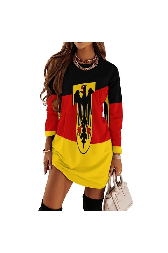 Amazing Vector of German Flag Loose Dress Evening Dress Summer Dresses for Women Luxury Dress Long Sleeved Dress