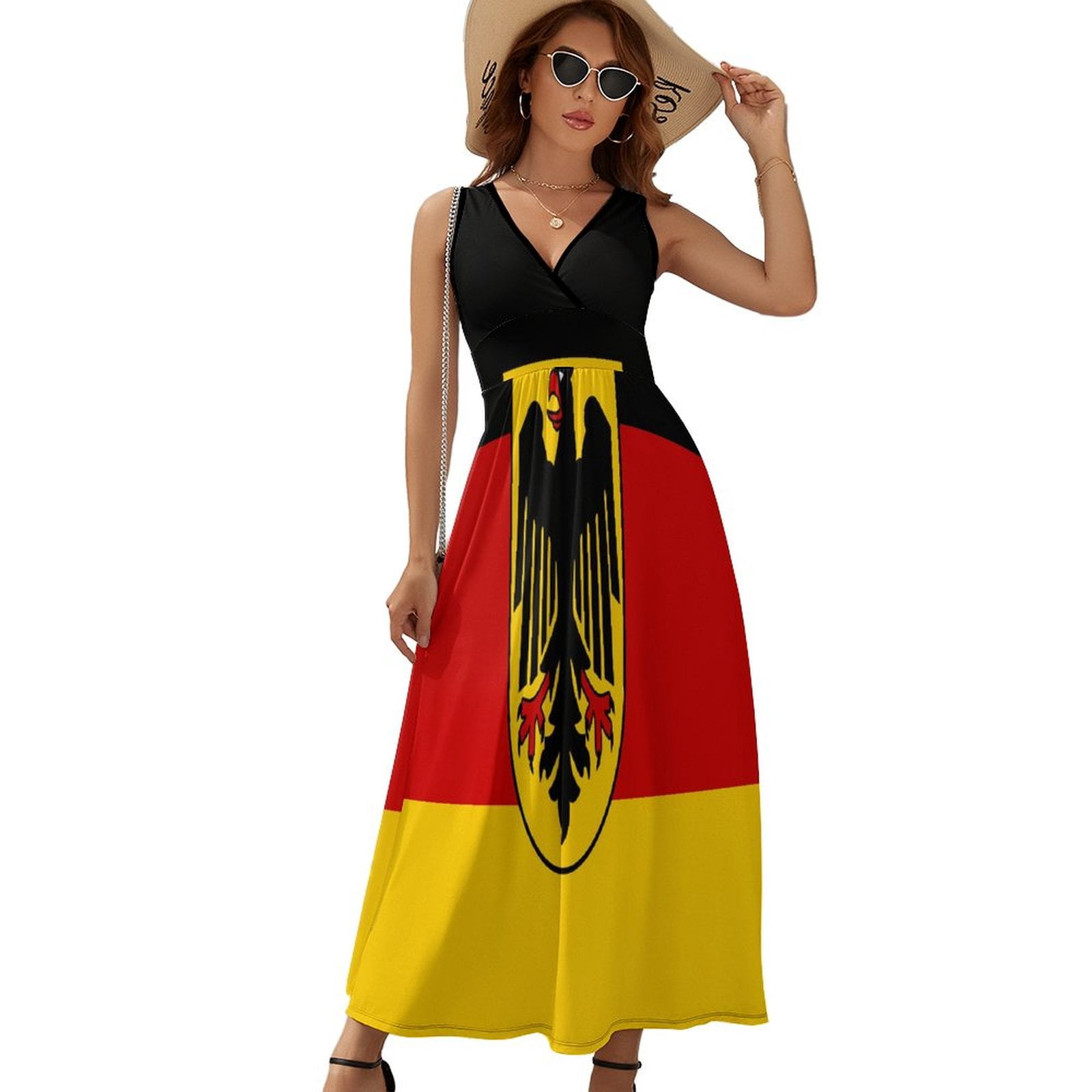 Amazing Vector of German Flag Womens Night Club Maxi Dress V Neck  Sleeveless Bohemia Long Dresses - Walmart.com