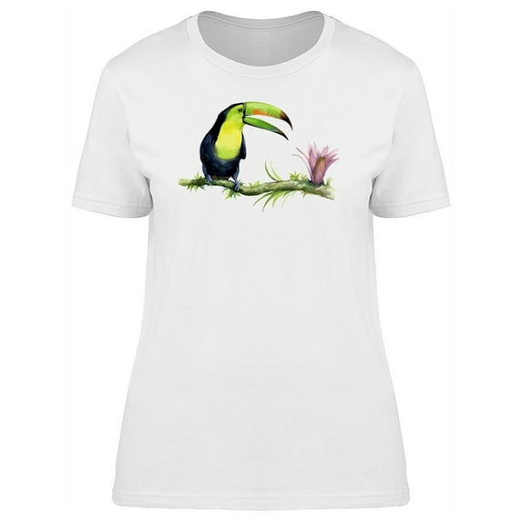 Amazing Watercolor Exotic Toucan T-Shirt Women -Image by Shutterstock, Female Large