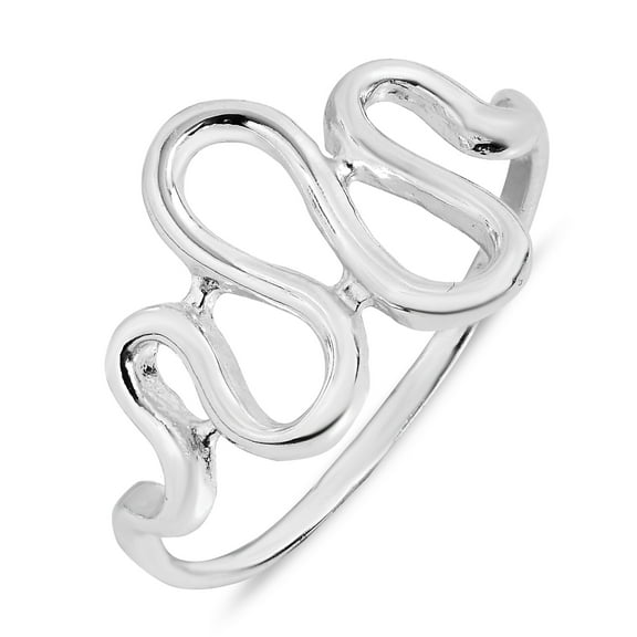Amazing Waves and Curls of Sterling Silver Ring - 7