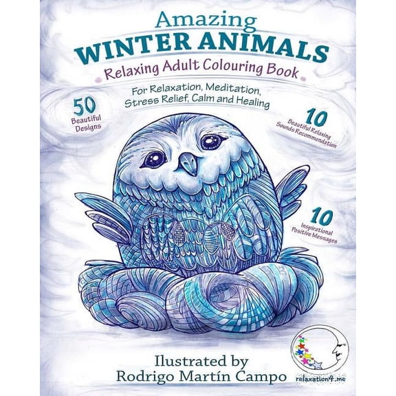 Zen Art Therapy with One Sided Mandala Pattern - Mindfulness for Ladies and Men: RELAXING Adult Colouring Book: AMAZING WINTER ANIMALS - For RELAXATION, MEDITATION, STRESS RELIEF, CALM and HEALING (Pa