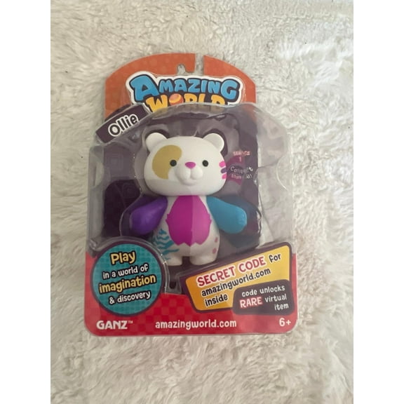 Amazing World Figures - OLLIE the Bear (From the Creators of Webkinz) New (BONUS 1 FUN CHOPS & 1 ZIPPER BRACELET)
