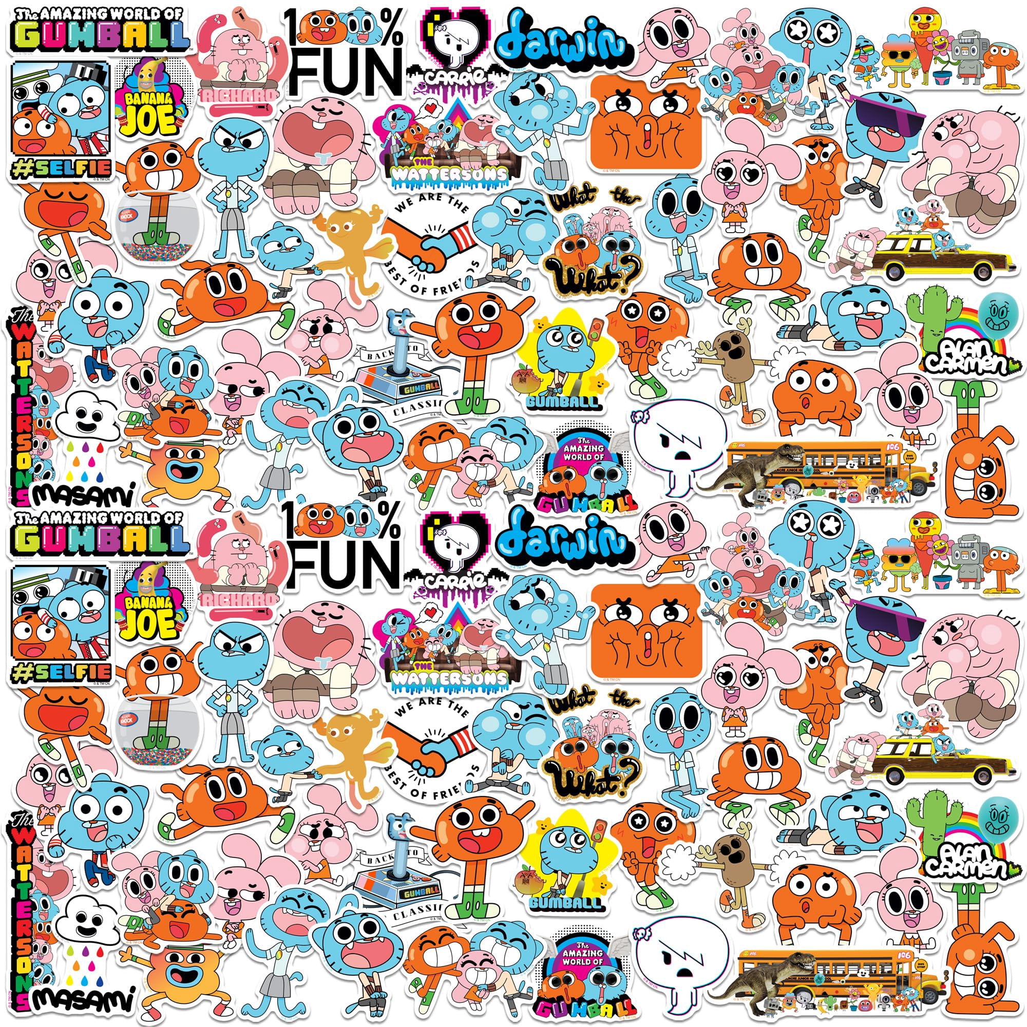 The Amazing World of Gumball 200 Count Vinyl Large Deluxe Stickers Variety Pack  Cartoon Comedy Character Decals for Laptop, Water Bottle, Scrapbooking, Tablet, Indoor & Outdoor Use