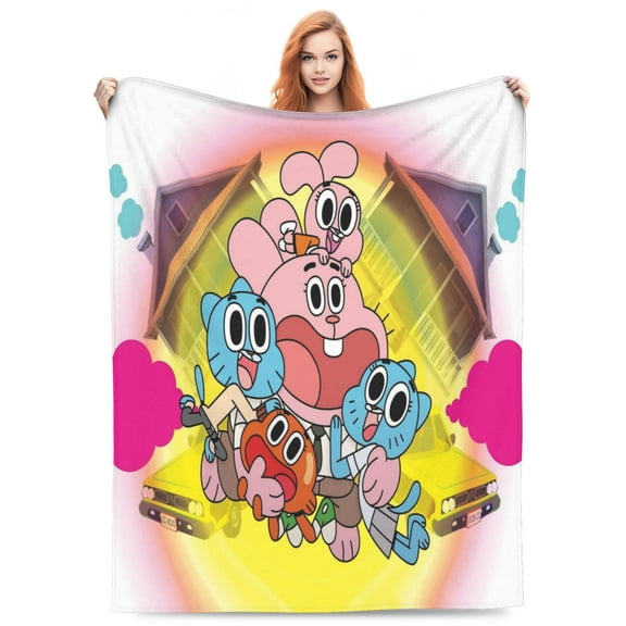 Amazing World of Gumball Bed Blanket 3D Printed Throw Blanket Lightweight Super Soft Air Conditioning Room All Season Blanket Sofa Couch Bed Fans Cartoon Blanket 40"x30"