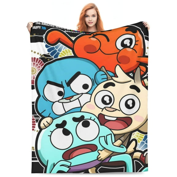 Amazing World of Gumball Bed Blanket 3D Printed Throw Blanket Lightweight Super Soft Air Conditioning Room All Season Blanket Sofa Couch Bed Fans Cartoon Blanket 40"x30"