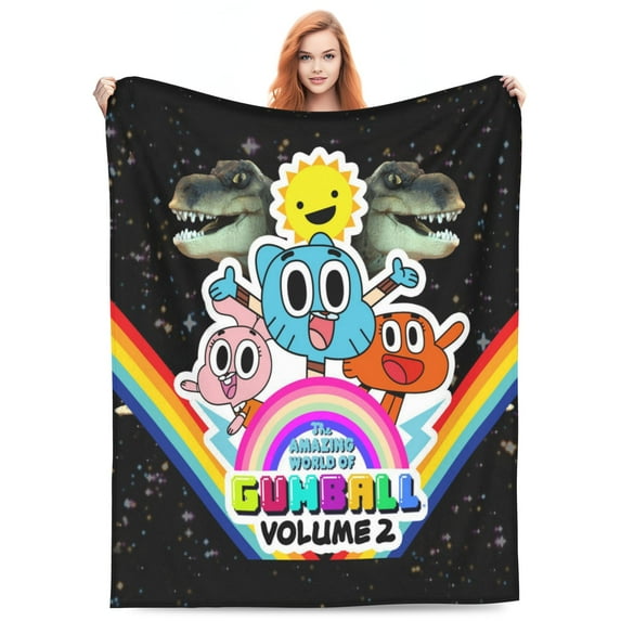 Amazing World of Gumball Bed Blanket 3D Printed Throw Blanket Lightweight Super Soft Air Conditioning Room All Season Blanket Sofa Couch Bed Fans Cartoon Blanket 40"x30"