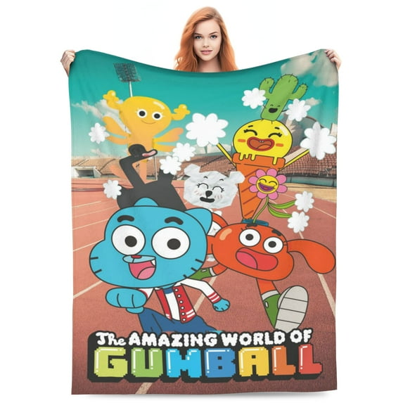 Amazing World of Gumball Bed Blanket 3D Printed Throw Blanket Lightweight Super Soft Air Conditioning Room All Season Blanket Sofa Couch Bed Fans Cartoon Blanket 80"x60"