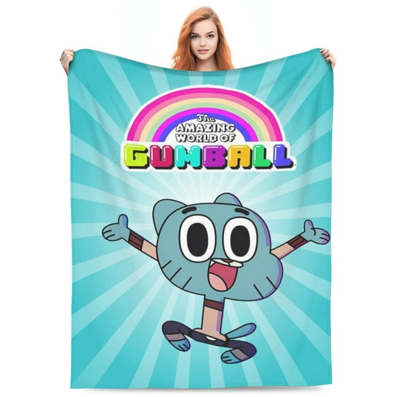 Amazing World of Gumball Bed Blanket 3D Printed Throw Blanket Lightweight Super Soft Air Conditioning Room All Season Blanket Sofa Couch Bed Fans Cartoon Blanket 40"x30"